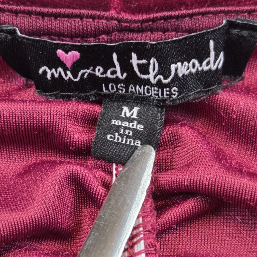 Mixed Threads LA Velvet Crop Top Women's M Burgundy Whimsigoth Vamp Witchy Y2K - Picture 2 of 7